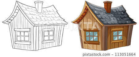 Sketch to Color: Cozy Cottage Transformation Sketch to Color: Cozy Cottage Transformation 113051664