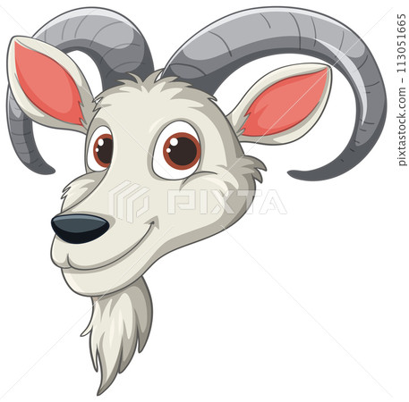 Friendly Cartoon Goat Head Illustration Friendly Cartoon Goat Head Illustration 113051665