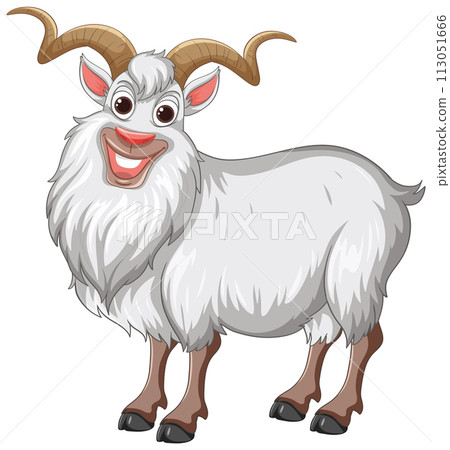Cheerful Cartoon Goat Illustration 113051666