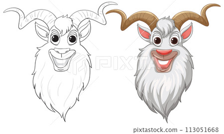 Cheerful Cartoon Goats Illustration 113051668