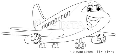Happy Cartoon Airplane Vector Illustration Happy Cartoon Airplane Vector Illustration 113051675