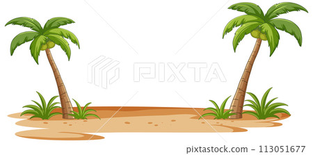 Tropical Island Palms on Sandy Beach Tropical Island Palms on Sandy Beach 113051677