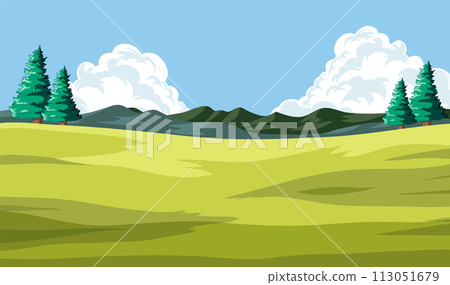 Serene Nature Landscape Vector Illustration 113051679