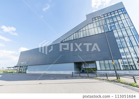 JR Shin-Hakodate-Hokuto Station North Exit on a sunny day in Hokuto City, Hokkaido 113051684