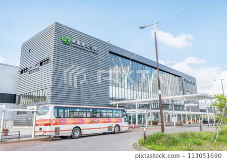 Shin-Hakodate-Hokuto Station, south exit on a clear day, Hokuto City, Hokkaido 113051690