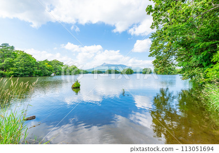 北海道夏季 大沼國定公園 北海道駒岳 橫跨大沼 113051694