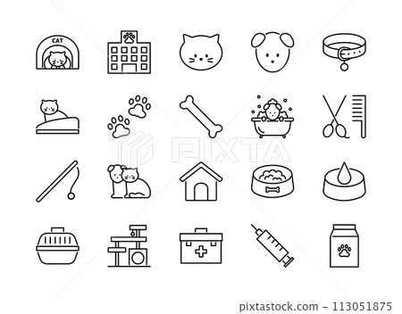 寵物相關的圖標集 113051875