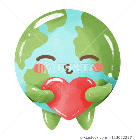 Handdrawn Crayon Illustration of Earth day Clipart, Earth green globe eco friendly environment awareness with a heart Handdrawn Crayon Illustration of Earth day Clipart, Earth green globe eco friendly environment awareness with a heart 113052257