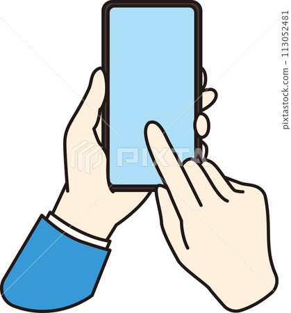 Close-up illustration of hand tapping on smartphone Close-up illustration of hand tapping on smartphone 113052481