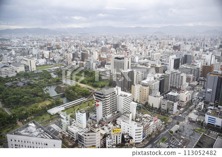 Overhead view of the Takamatsu cityscape in Kagawa Prefecture 113052482