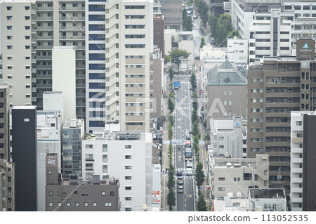 Overhead view of the Takamatsu cityscape in Kagawa Prefecture 113052535