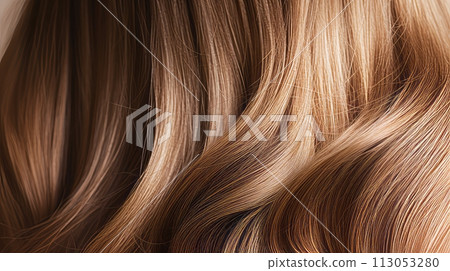 Close-up of shiny, healthy hair with natural glow 113053280
