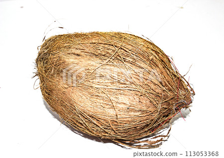 A picture of peel coconut isolated on white background A picture of peel coconut isolated on white background 113053368