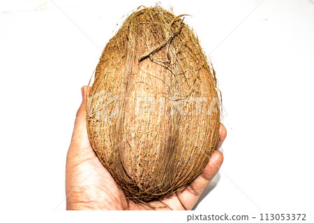 A picture of peel coconut isolated on white background A picture of peel coconut isolated on white background 113053372