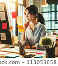 認為在個人計算機前面的婦女 113053658