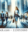走在辦公室鎮的婦女 113053660