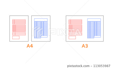 A4 size paper and A3 size paper 113053987