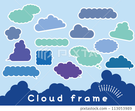 A set of cloud-shaped frames with white edges 113053989