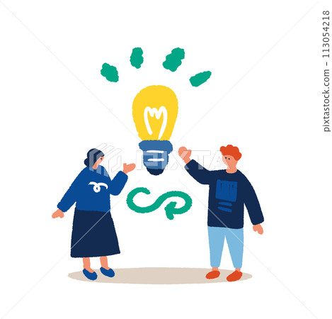 環保燈泡和回收標示的插圖 環保燈泡和回收標示的插圖 113054218