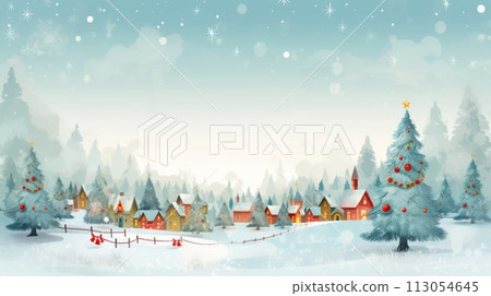 Spirit of the holidays with joyful Happy Christmas scene 113054645