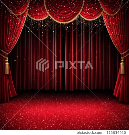 舞台舞台幕布紅色 舞台舞台幕布紅色 113054910