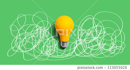 Clarifying complex ideas theme with light bulb Clarifying complex ideas theme with light bulb 113055028