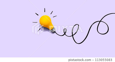Brainstorming concept with a yellow light bulb Brainstorming concept with a yellow light bulb 113055083