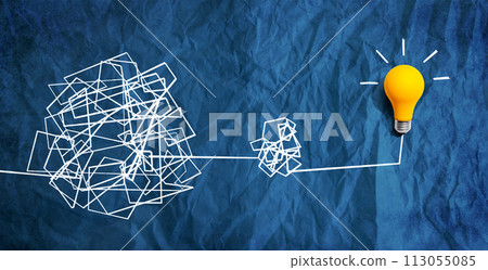 Clarifying complex ideas theme with light bulb Clarifying complex ideas theme with light bulb 113055085