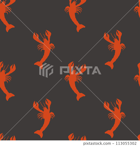 Red Lobster on Black Pattern Red Lobster on Black Pattern 113055302
