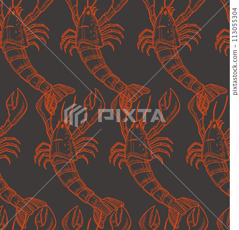 Black backdrop with red lobster Black backdrop with red lobster 113055304