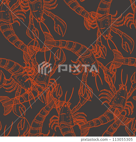 White Lobster Silhouette Pattern vector White Lobster Silhouette Pattern vector 113055305