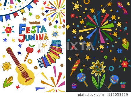 Joyful Festa Junina Colorful Illustration 113055339