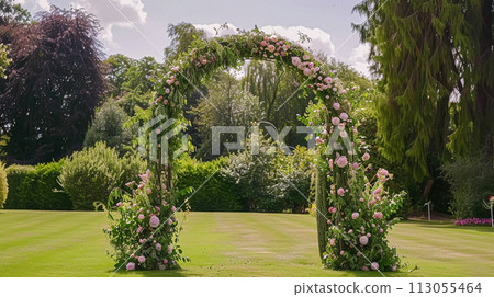 Wedding decoration with peonies, floral decor and event celebration, peony flowers and wedding ceremony in the garden, English country style 113055464