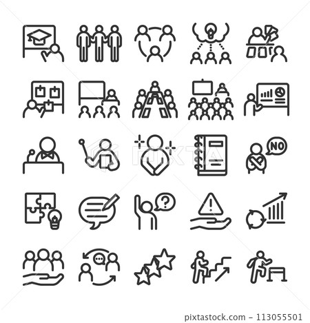 Workplace training in-house education icon set Workplace training in-house education icon set 113055501