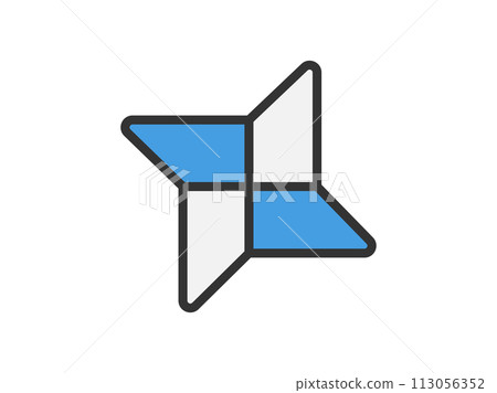 Illustration of a shuriken icon (color line drawing) made with origami 113056352