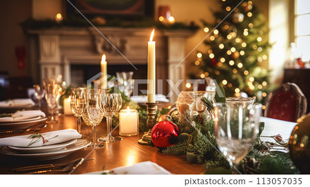 Holiday dinner at home, table decor 113057035