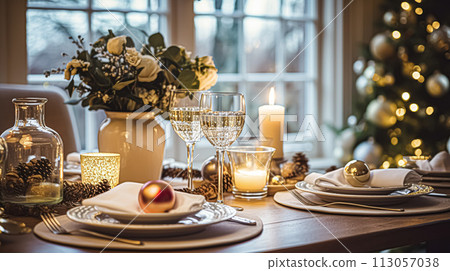 Festive date night tablescape idea, dinner table setting for two and Christmas, New Year, Valentines day decor, English country home styling Festive date night tablescape idea, dinner table setting for two and Christmas, New Year, Valentines day decor, English country home styling 113057038