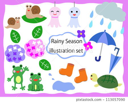 Rainy season vector illustration set 113057090