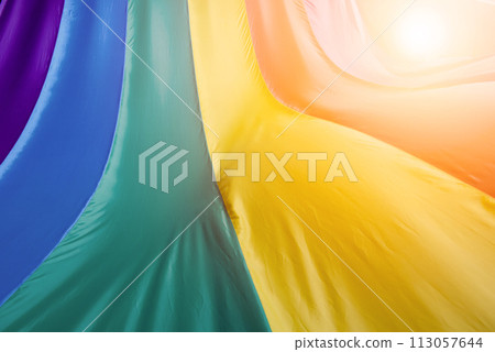 Fabric texture rainbow flag symbol of love or LGBT pride concept. pride month celebrates the festival background. Fabric texture rainbow flag symbol of love or LGBT pride concept. pride month celebrates the festival background. 113057644