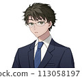 Man in suit, glasses, speaking 113058197