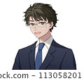 A man wearing a suit with glasses on 113058201