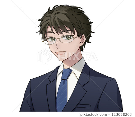 穿西裝、戴眼鏡、微笑的男人 113058203