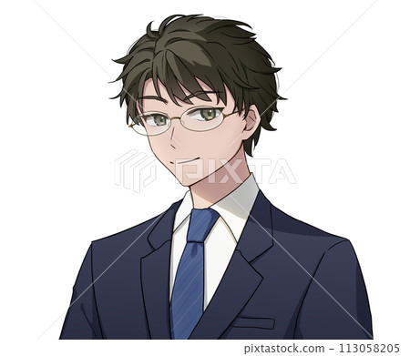 穿西裝、戴眼鏡、微笑的男人 113058205