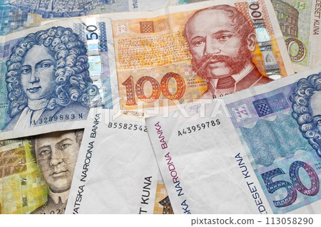 Close-up on Croatian Kuna banknotes 113058290