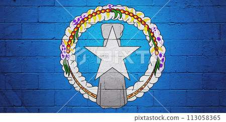 Flag of the Northern Mariana Islands painted on a wall Flag of the Northern Mariana Islands painted on a wall 113058365