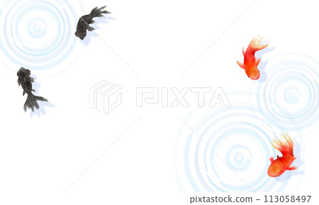 金魚和水波紋背景的插圖 113058497