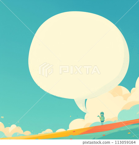 Argument with boy and big speech bubble, copy space 113059164