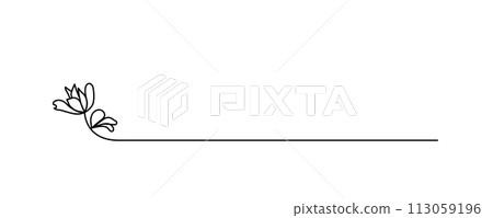 Floral decorative line Simple line drawing floral decorative line 113059196