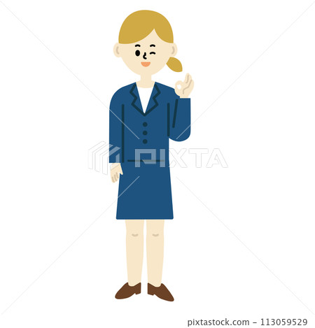 Business Person OK Understood Female Full Body Suit Work Illustration Business Person OK Understood Female Full Body Suit Work Illustration 113059529