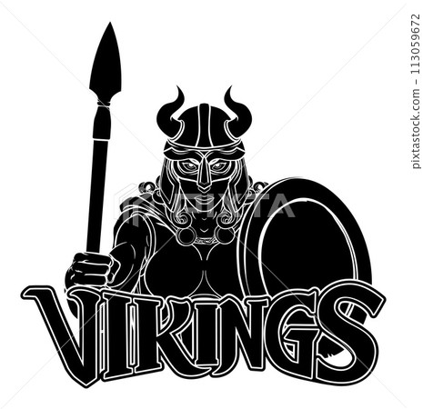 Viking Female Gladiator Warrior Woman Team Mascot Viking Female Gladiator Warrior Woman Team Mascot 113059672